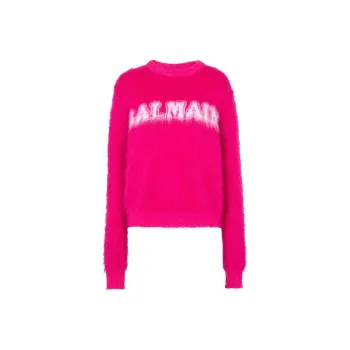 BALMAIN Logo Jacquard Crewneck Knitted Jumper