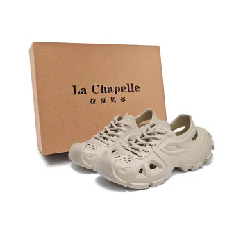 La Chapelle Almond Tofu Milk White Soft Feel Chunky Puff Shoes, Modern Fashion Style Clogs Unisex Beige