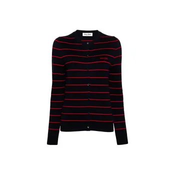 MIU MIU Stripped Button-Up Cardigan