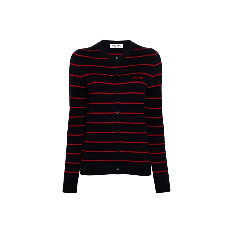MIU MIU Stripped Button-Up Cardigan-0