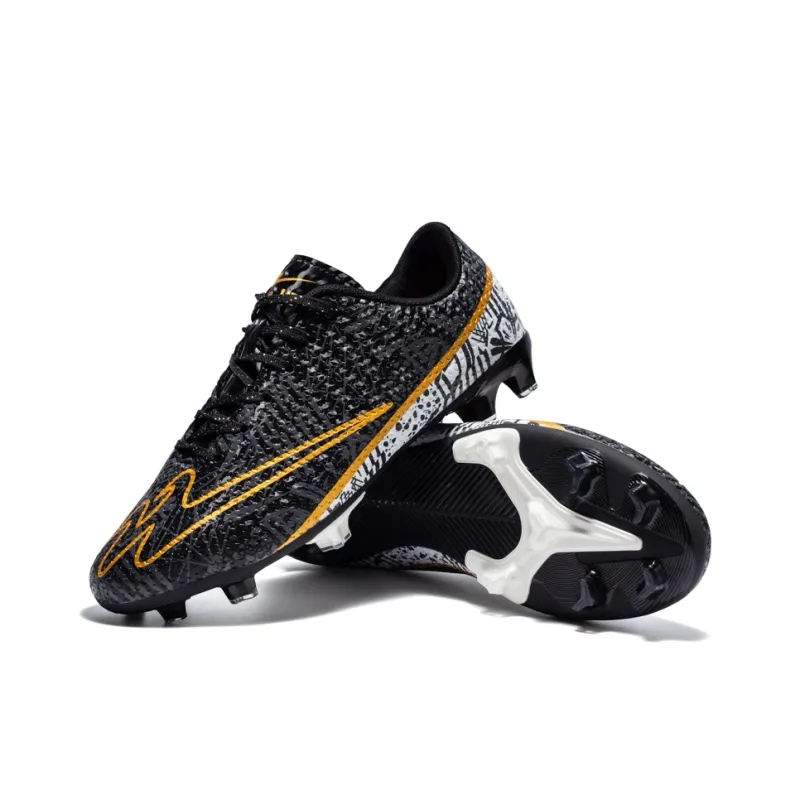 Binary FG Firm Ground Cushioning Abrasion Resistant Lightweight Slip Resistant Soccer Shoes Unisex Black-2