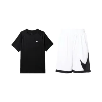 Nike Casual Sportswear Men Clothing Set Black Top+White Shorts