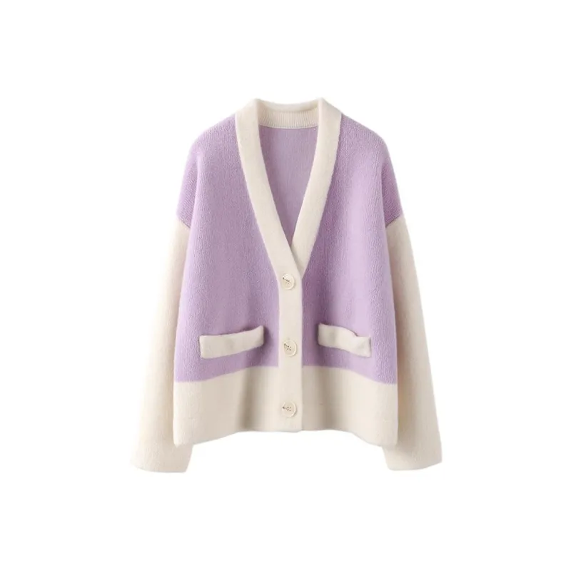 MAIGRE SIMHAT Cashmere Sweater Women's White+Taro Purple-0