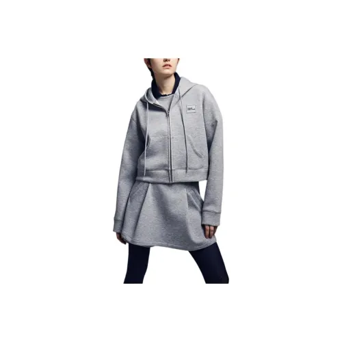MARDI MERCREDI FW24 NEOPRENE CROPPED HOODY ZIP UP-GREY Sweatshirt Korean Style Women's Gray