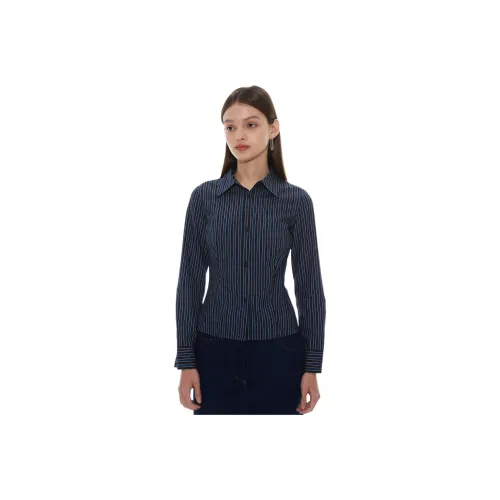 TAXIPHONE Shirt Women's Blue Black Stripes