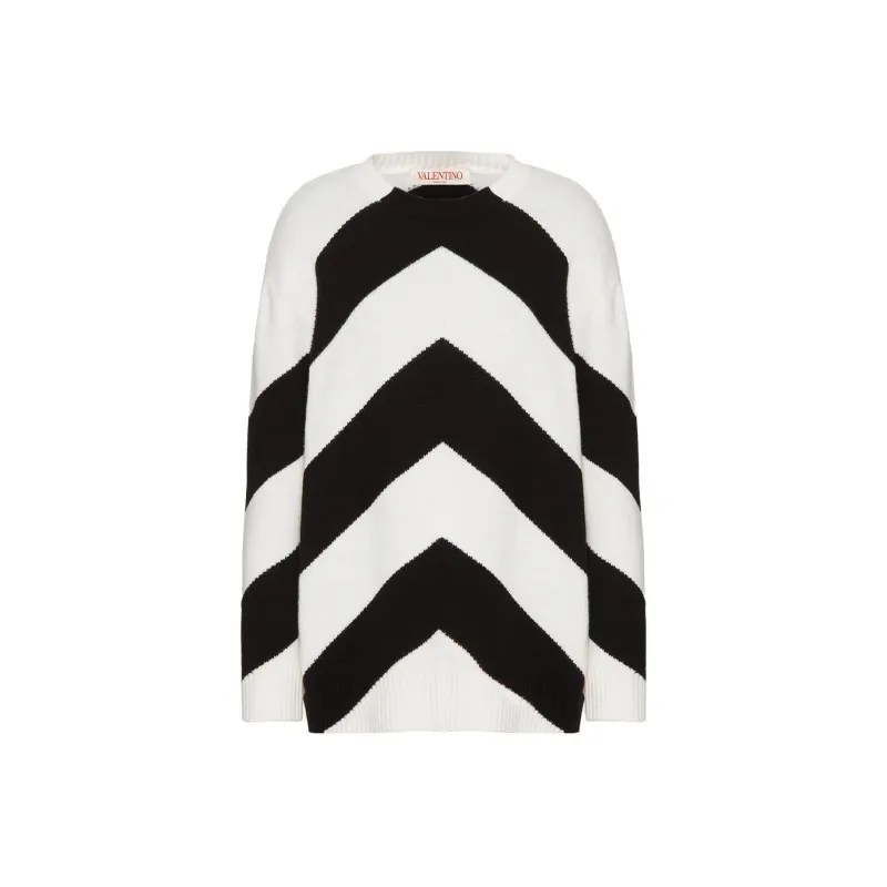 Valentino Chevron-Knitted Crewneck Jumper-0