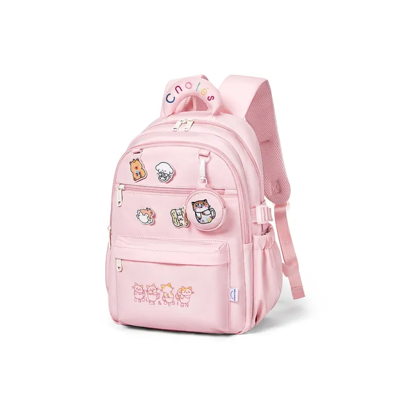 CNOLES Fabric Backpack Women's Cream White/Pink Blossom-9