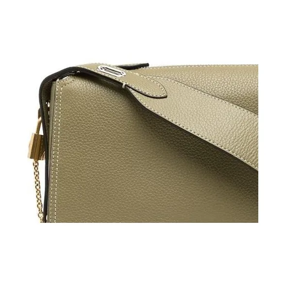 Mulberry Grain Leather Crossbody Bag, Shoulder Bag Regular Women's Khaki Green-3