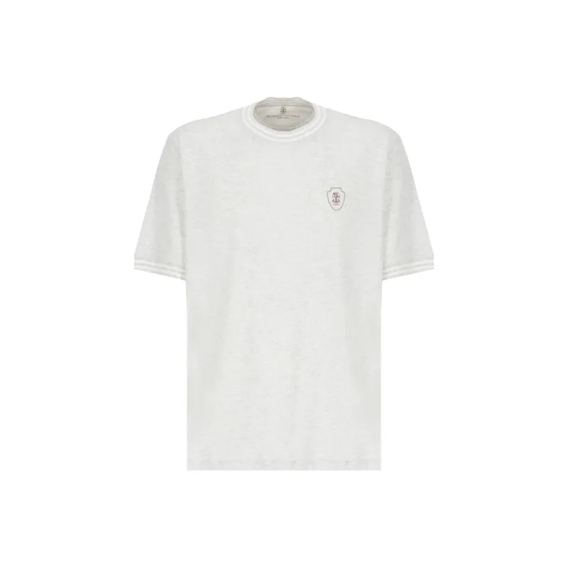 Brunello Cucinelli Logo Embroidered Crewneck T Shirt-0