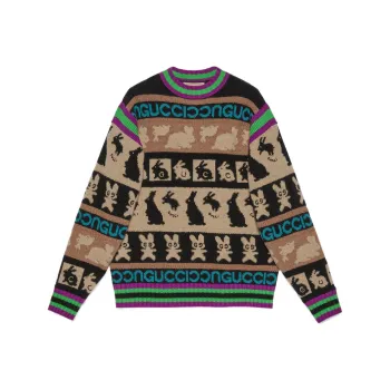GUCCI Wool Patterned Jacquard Jumper