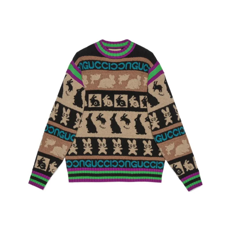 GUCCI Wool Patterned Jacquard Jumper-0