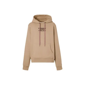 Burberry Women's Embroidered Logo Oversized Hoodie Beige