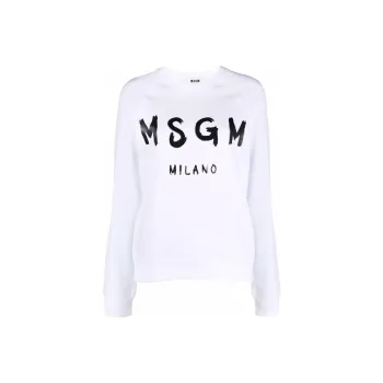 MSGM Logo Printed Ribbed Sweatshirt