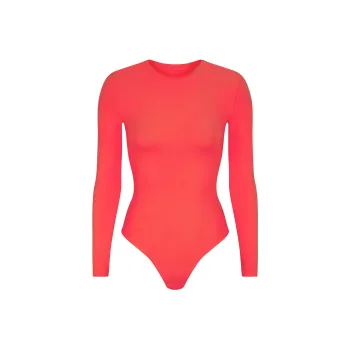 Skims Jelly Sheer Long Sleeve Bodysuit Poppy