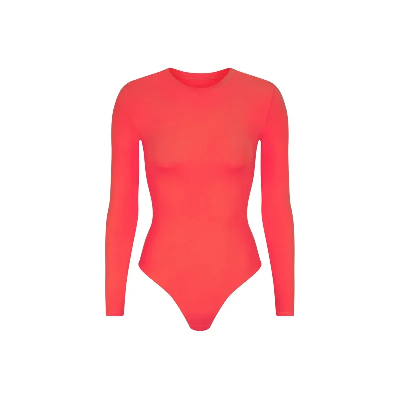 Skims Jelly Sheer Long Sleeve Bodysuit Poppy-0