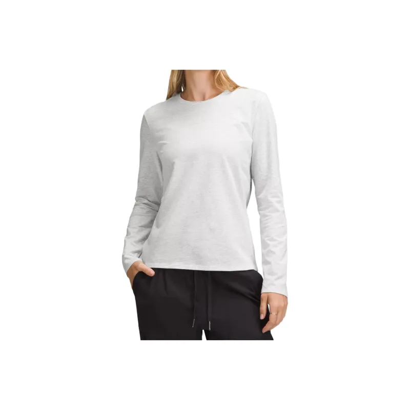Lululemon Organic CottonCrewneck Regular T Shirt Women's Gray-0