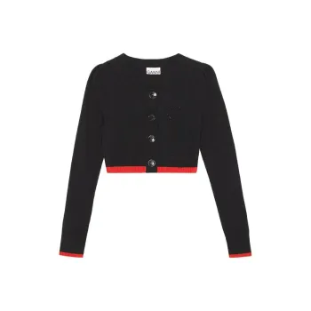 GANNI Cropped Knitted Cardigan