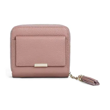 PT'SON Cow Leather Wallet Women's Taro Pink/Black