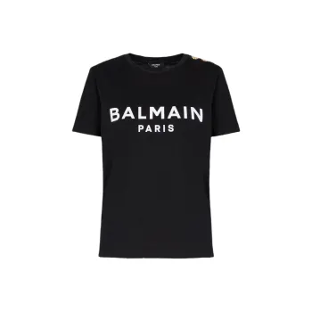 BALMAIN Logo Printed Crewneck T Shirt