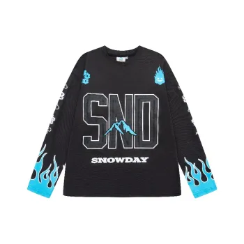 Snowday Long sleeve Blue Flame Jersey Basketball Jersey Unisex