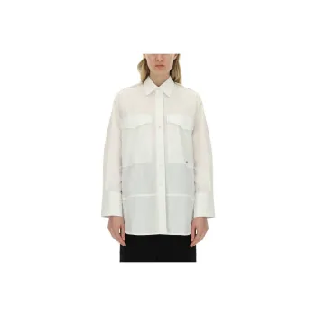 Victoria Beckham Logo Embroidered Curved Hem Shirt