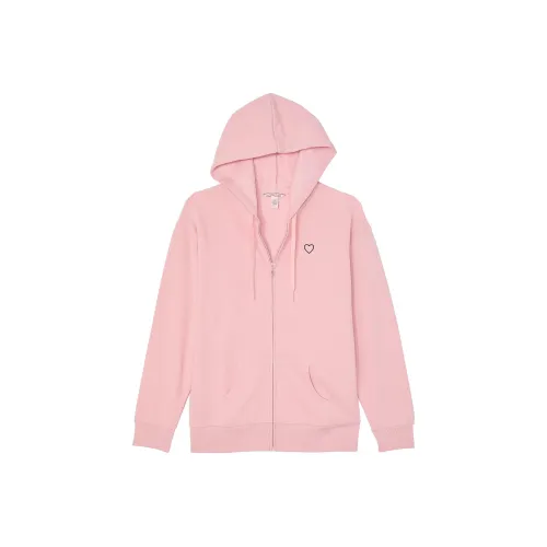 Victoria's Secret Cotton Fleece Full-Zip Hoodie/Pink Sweatshirt Women's Pink