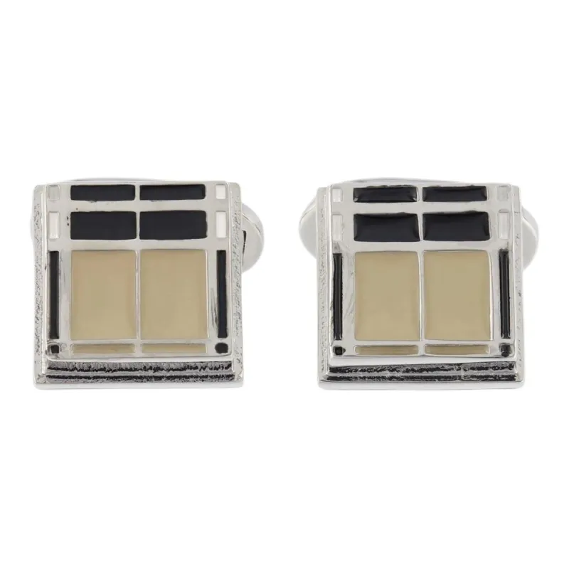 Burberry Brass, Enamel Cufflinks Men's Silver-0