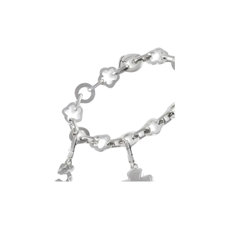 CHANEL 18K White Gold Four Charm Bracelet-2