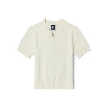 Kappa 1916 Series Polo Shirts Women's Korean White Yarn Dyed Woven 012Y
