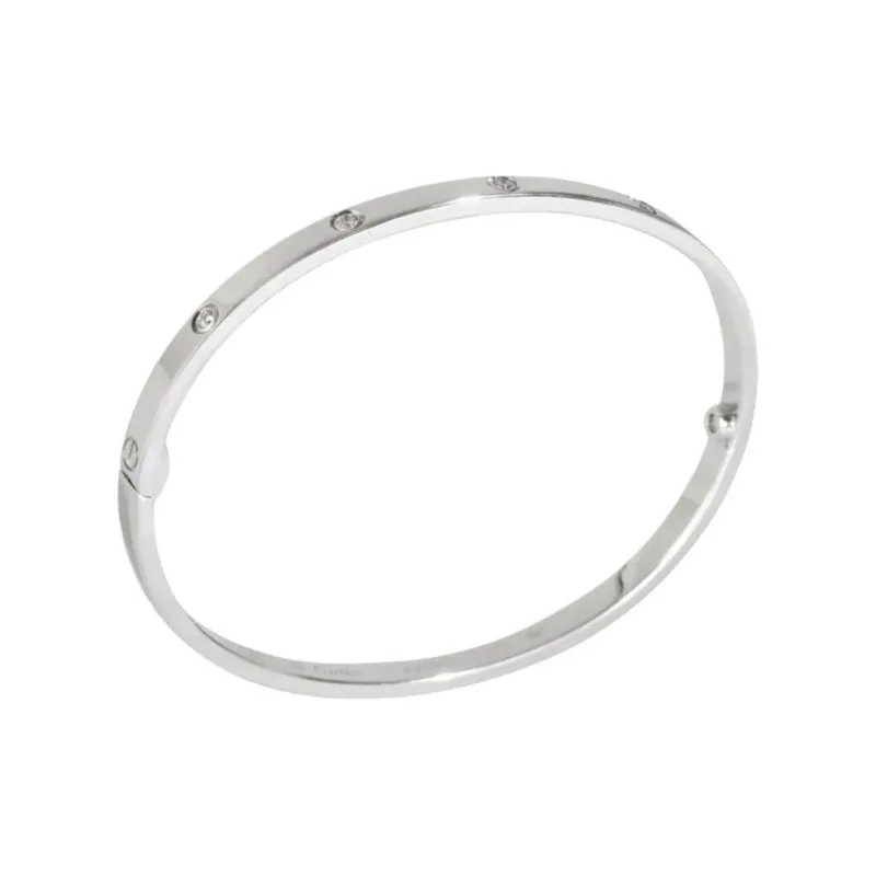 Cartier 18K White Gold Love Diamond Bangle-2