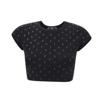 Elisabetta Franchi Logo Lettering Embellished Cropped Top