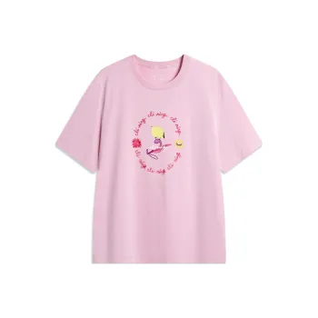 LiNing Weekend Youth Sports Trendy Collection T Shirt Women's Flower Branch Pink