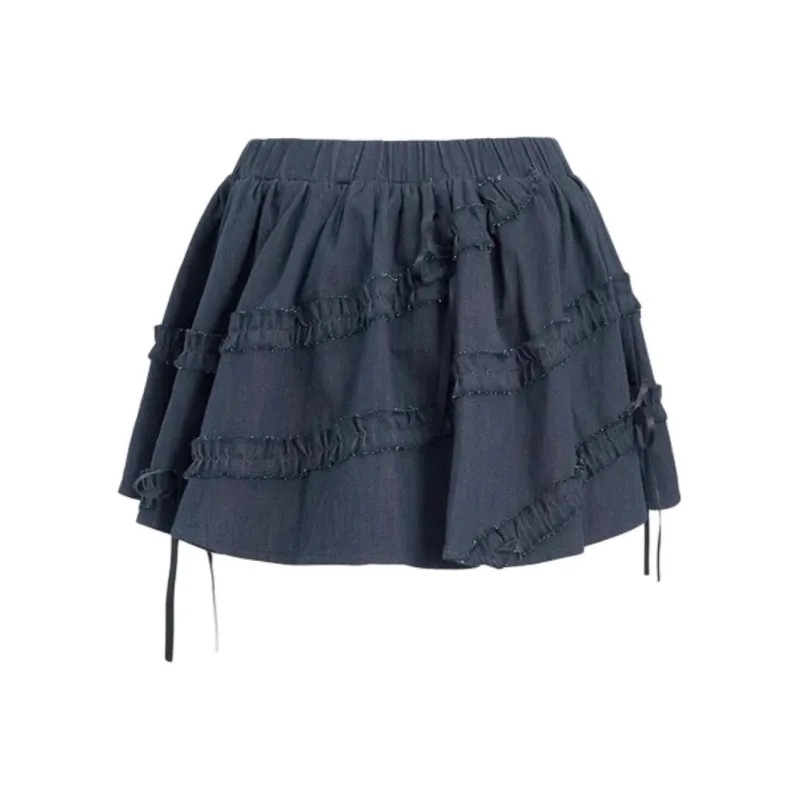 URBAN REVIVO Denim Short Skirts Women's Indigo-1