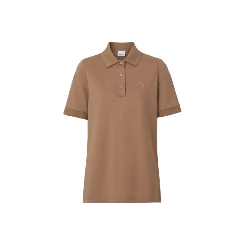 Burberry Tb Monogram Embroidered Polo Shirt Brown-0