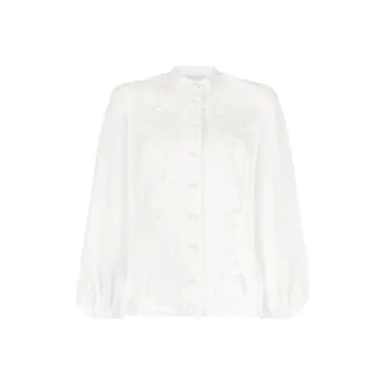 Zimmermann Guipure-lace Puff-sleeve Shirt