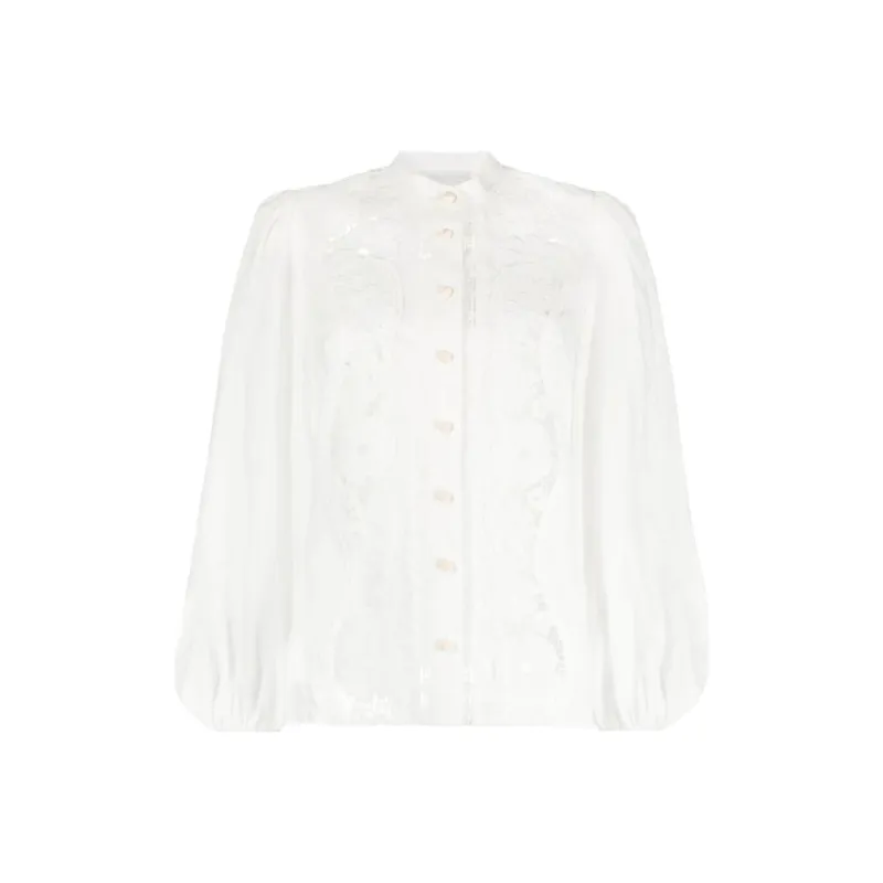 Zimmermann Guipure-lace Puff-sleeve Shirt-0