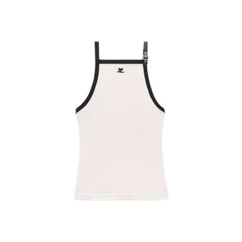 COURREGES Buckle Contrast Tank Top 'Lime Stone/Black'