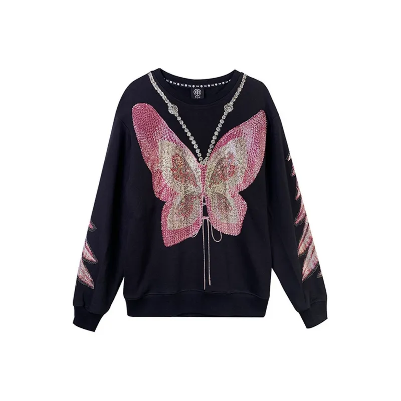 TCH Sweatshirt Women's Black With Pink Logo-0