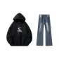Black Sweatshirt+Vintage Blue Jeans
