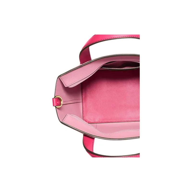 MICHAEL KORS Coated Canvas Tote Bag, Shopping Bag, Shoulder Bag, Crossbody Bag, Handbag Trumpets Women's Pink & Ecru-3