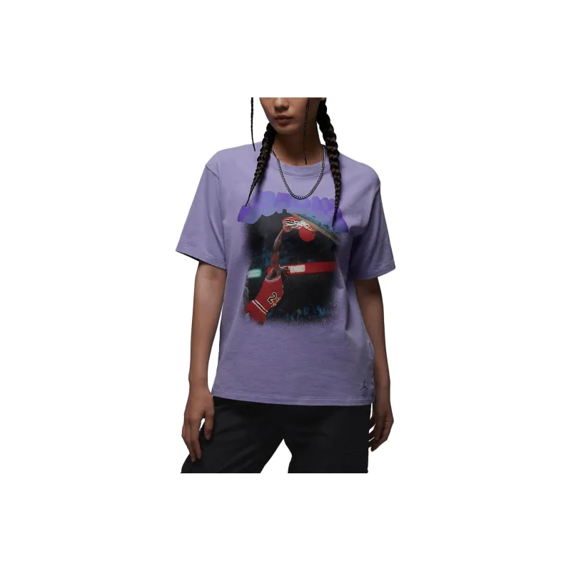 Jordan Drop Shoulder Sleeve T-Shirt Women's Purple-0