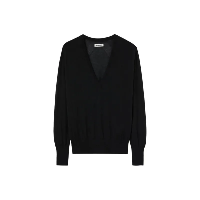 JIL SANDER Long Sleeved V Neck Knitted Top-0