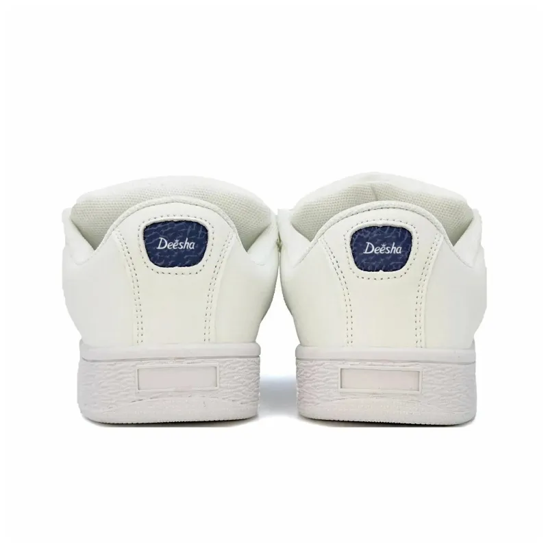 Deesha Coverage Cushioning Abrasion Resistant Low Top Skateboard Shoes Women's White-2