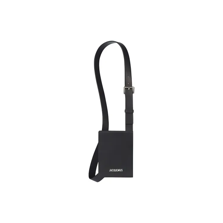 Jacquemus Leather Small Square Bag, Camera Bag, Crossbody Bag Unisex Black-0