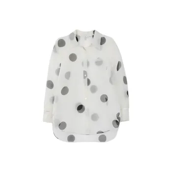 Roselingling Shirt Women's White Base With Black Spots