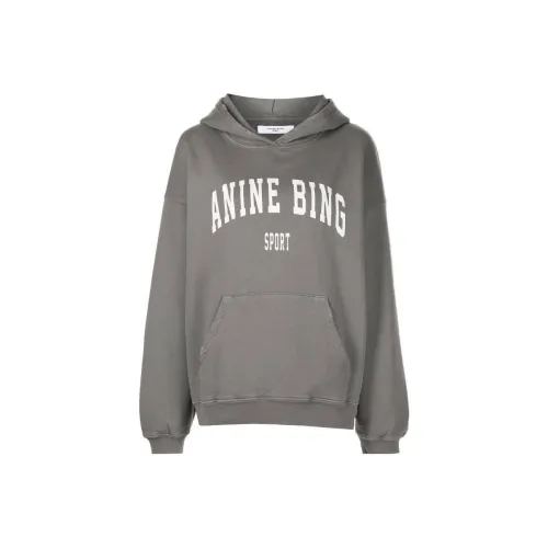 Anine Bing Harvey Distressed Logo Printed Hoodie