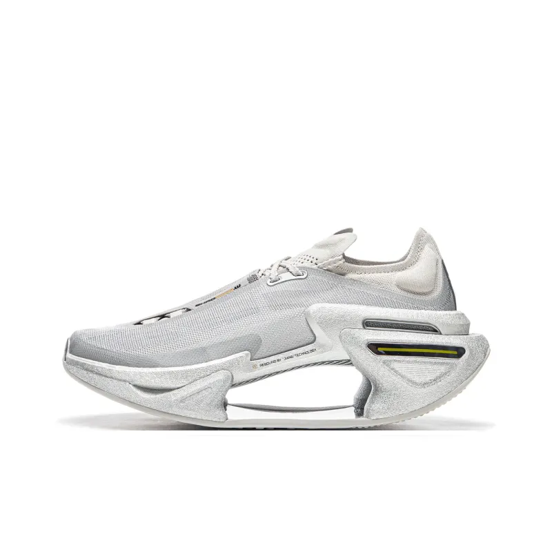LiNing Shadow 3.0 Cushioning Abrasion Resistant Breathable Rebound Mid Top Running Shoes Unisex Silver-0