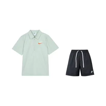 Nike Casual Sportswear Unisex Set Aqua Blue Top+Black Shorts