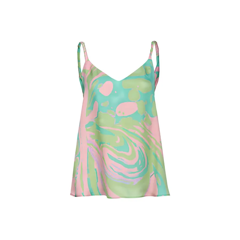 PINKO Marble Print Twisted Shoulder Strap Top-0