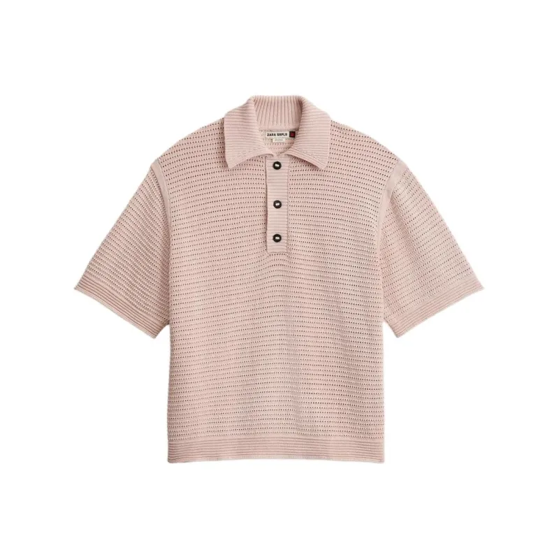 ZARA Polo Shirt Men's Light Peach Pink-0